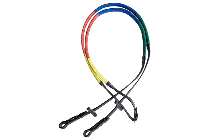 IdeaMulti-Colored Rubber Grip Schooling Reins (Rainbow Reins)