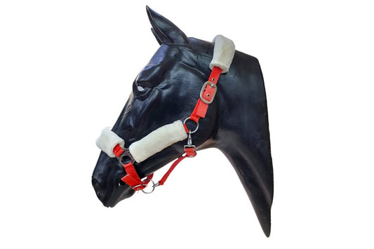 Furr Role Halter in Black in Red